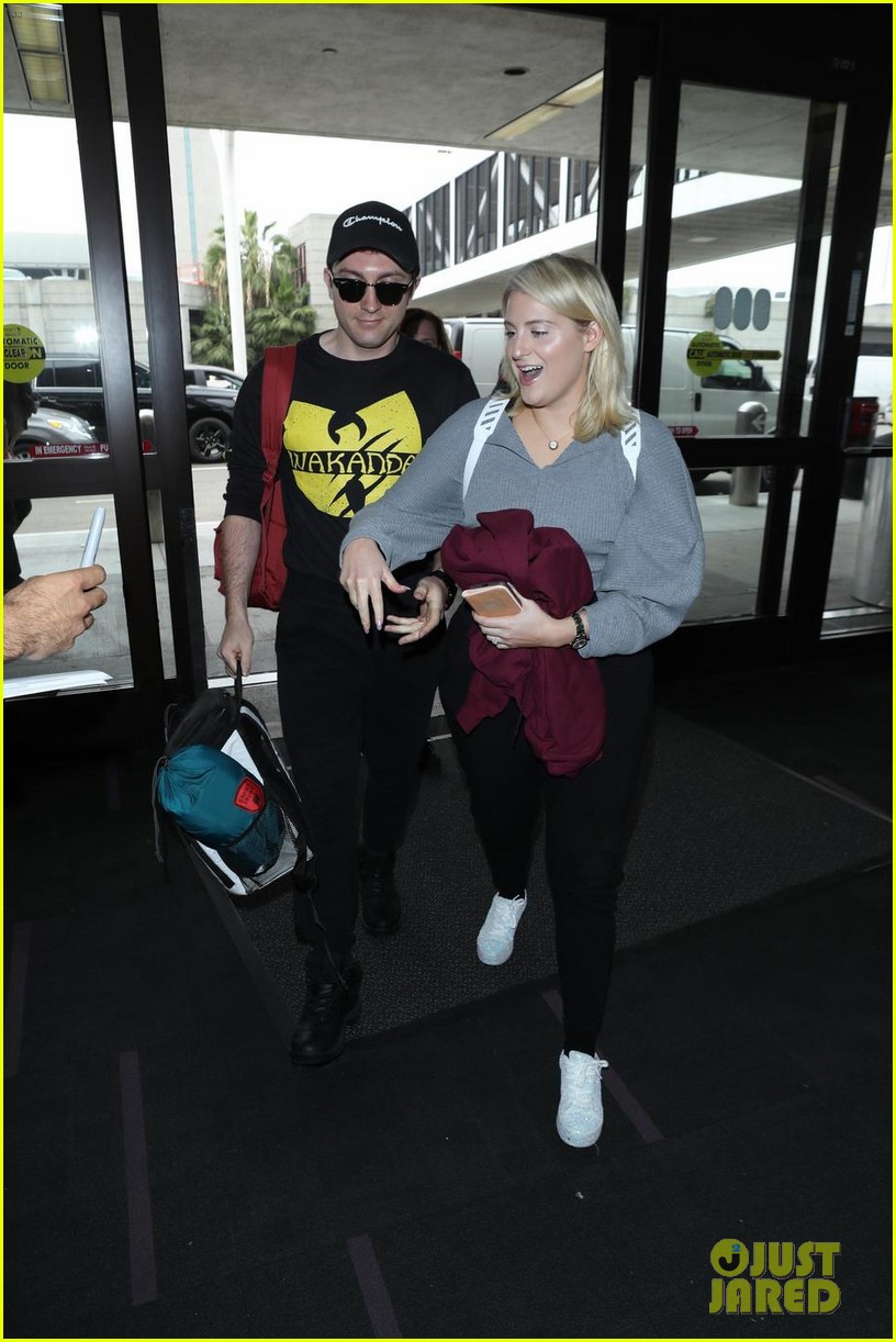 meghan trainor shows off her engagement ring from daryl sabara at lax 07