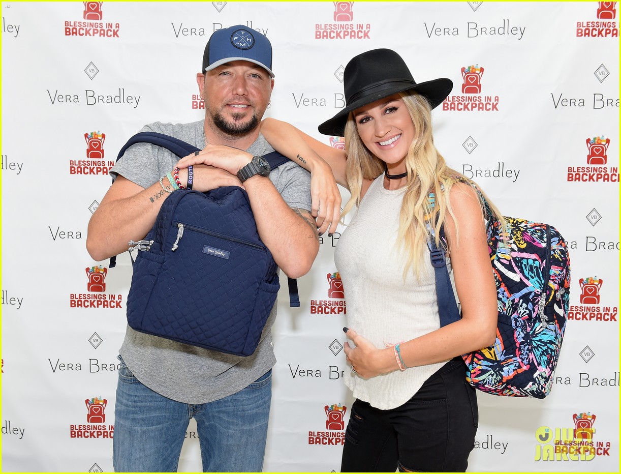 jason aldean and brittany host vera bradley x blessings in a backpack event 01