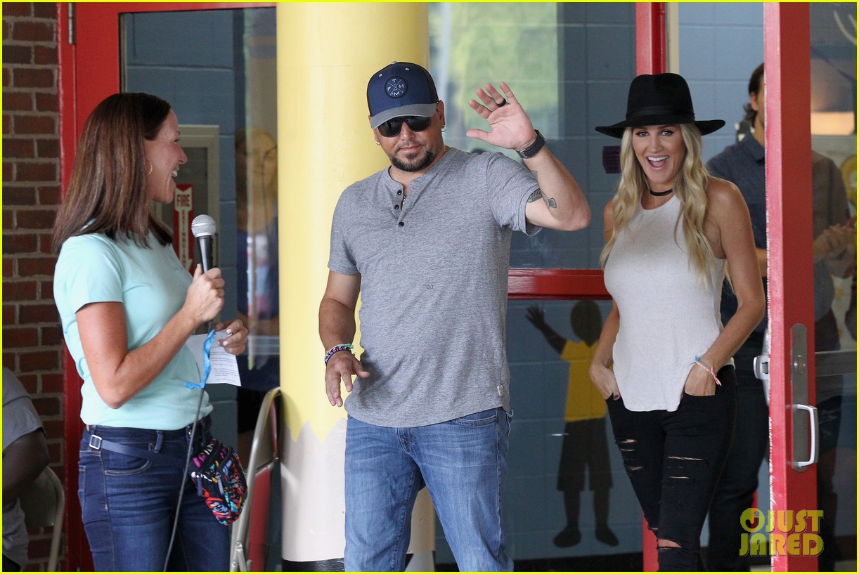 jason aldean and brittany host vera bradley x blessings in a backpack event 31
