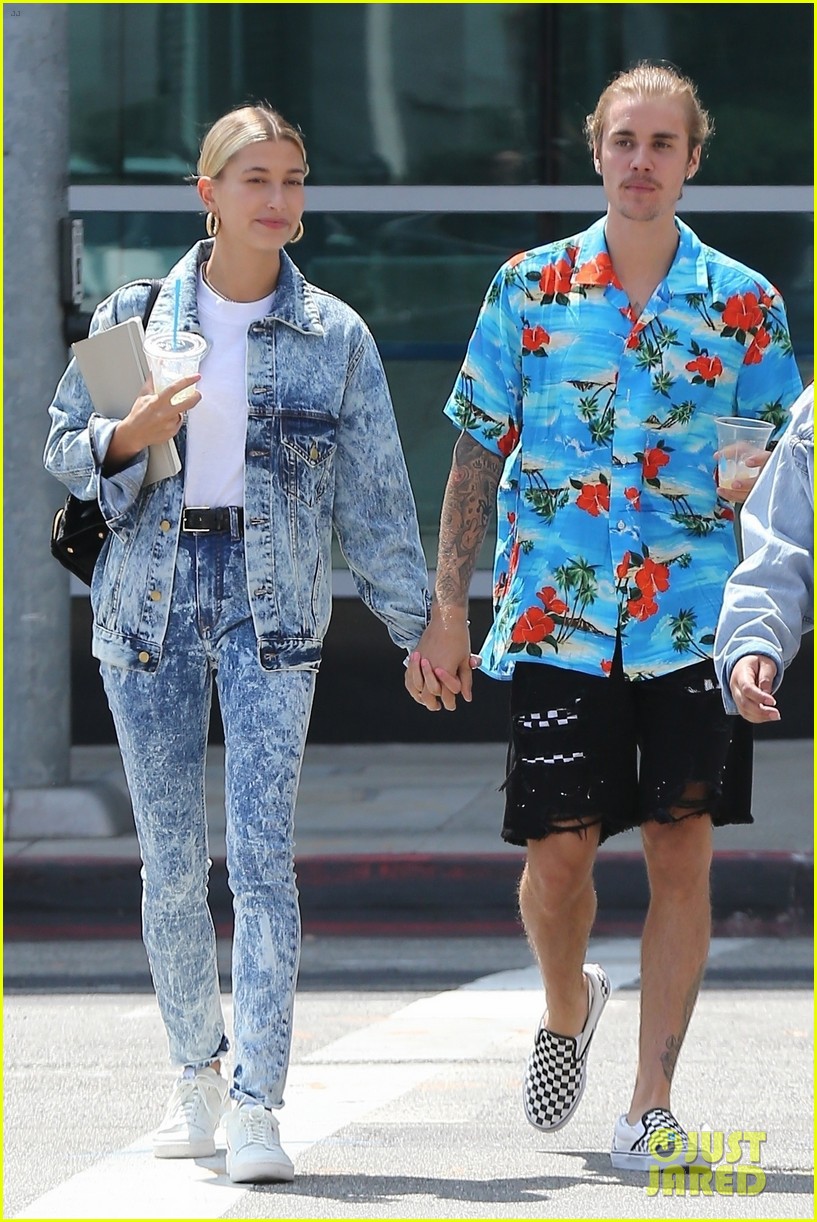 hailey baldwin wears denim outfit to church with justin bieber 01