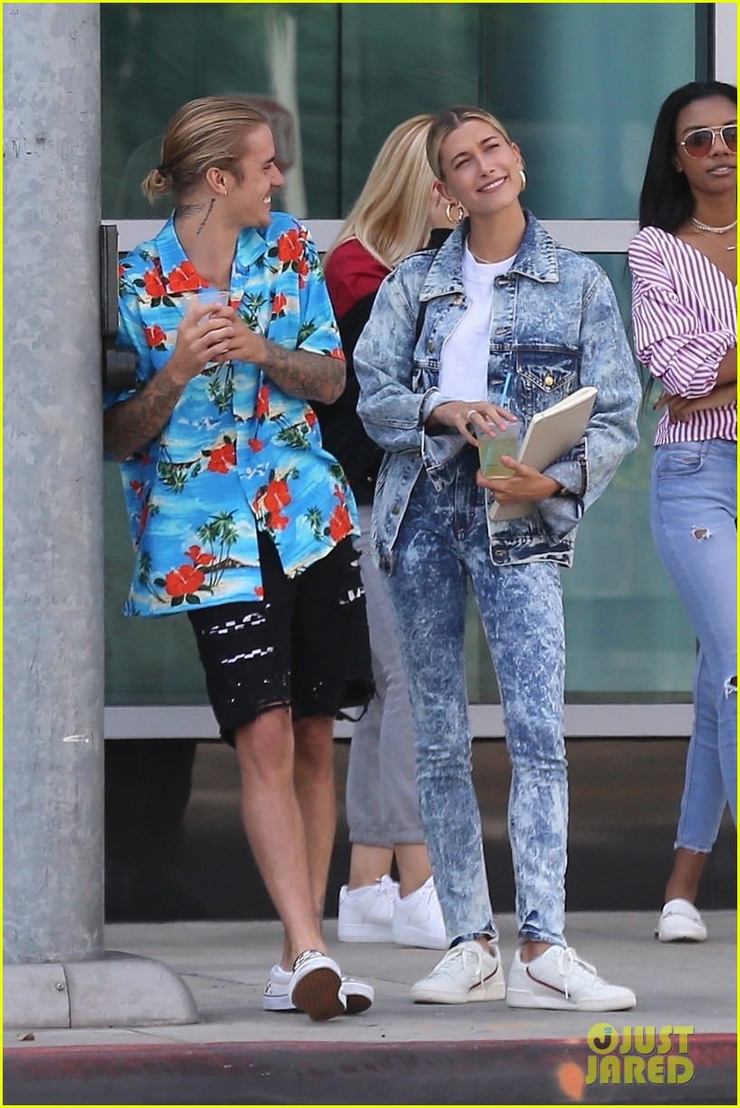 hailey baldwin wears denim outfit to church with justin bieber 17