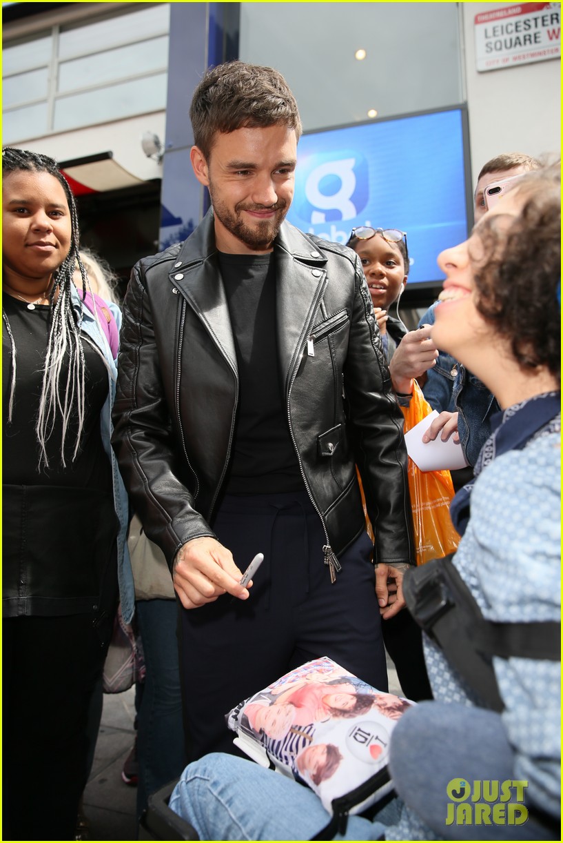 liam payne rocks leather jacket during day of interviews in london 03