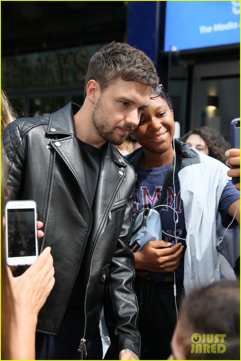 liam payne rocks leather jacket during day of interviews in london 04