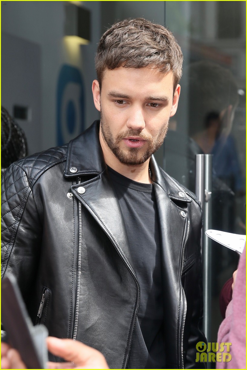 liam payne rocks leather jacket during day of interviews in london 15