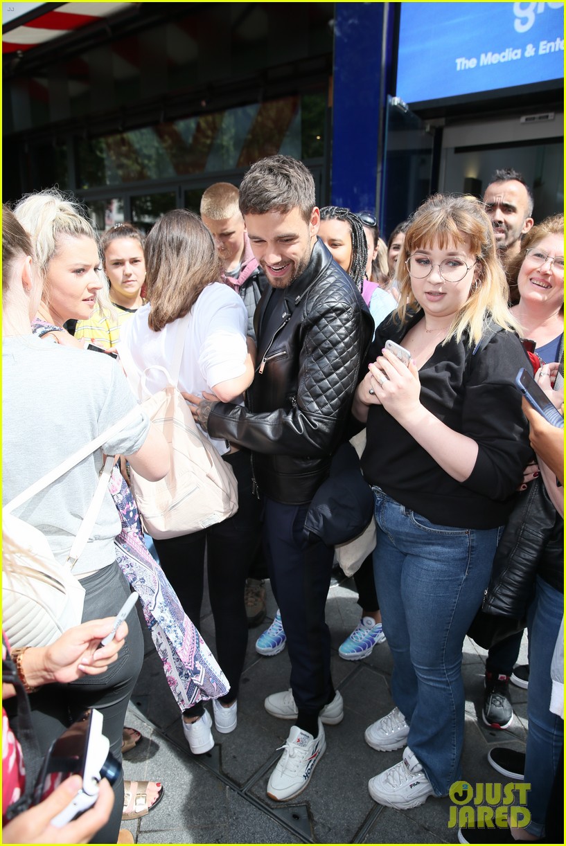 liam payne rocks leather jacket during day of interviews in london 17
