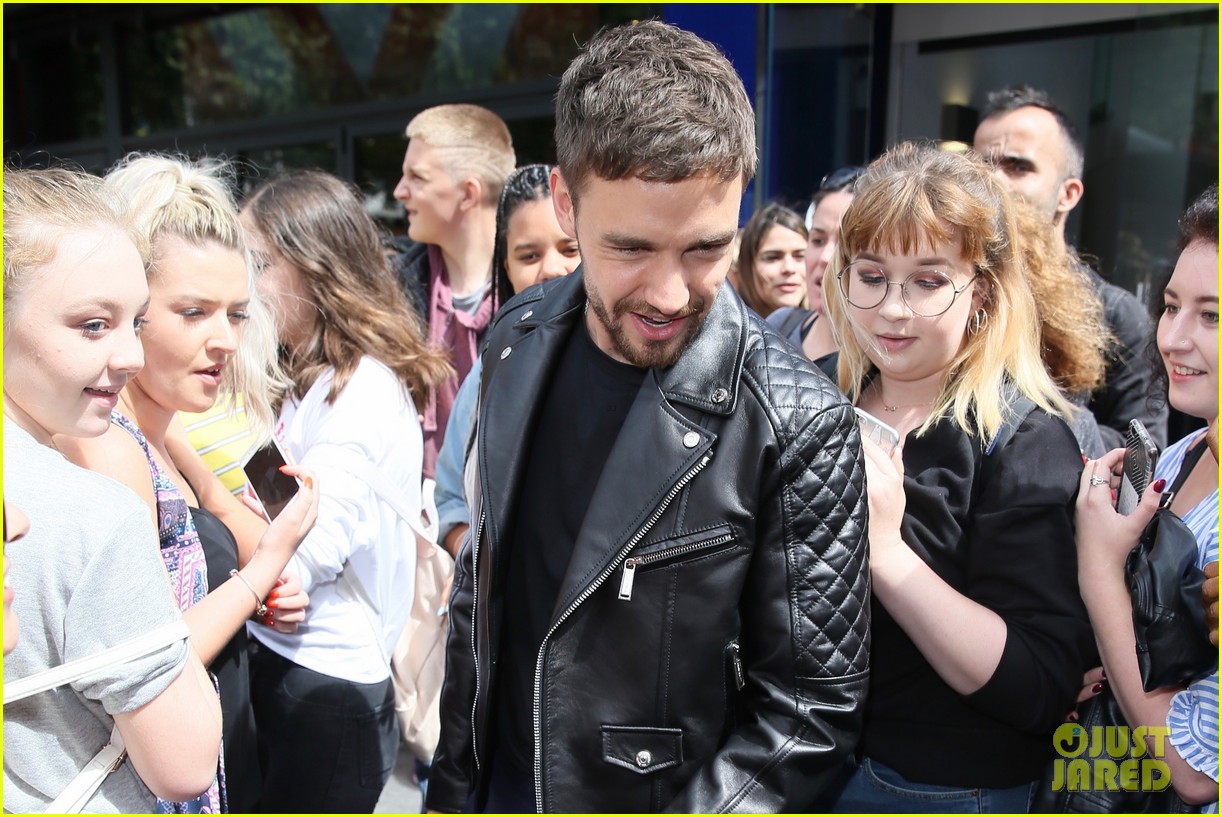 liam payne rocks leather jacket during day of interviews in london 18
