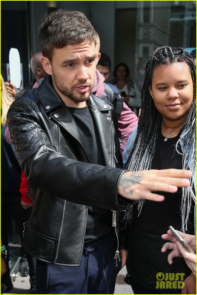 liam payne rocks leather jacket during day of interviews in london 22