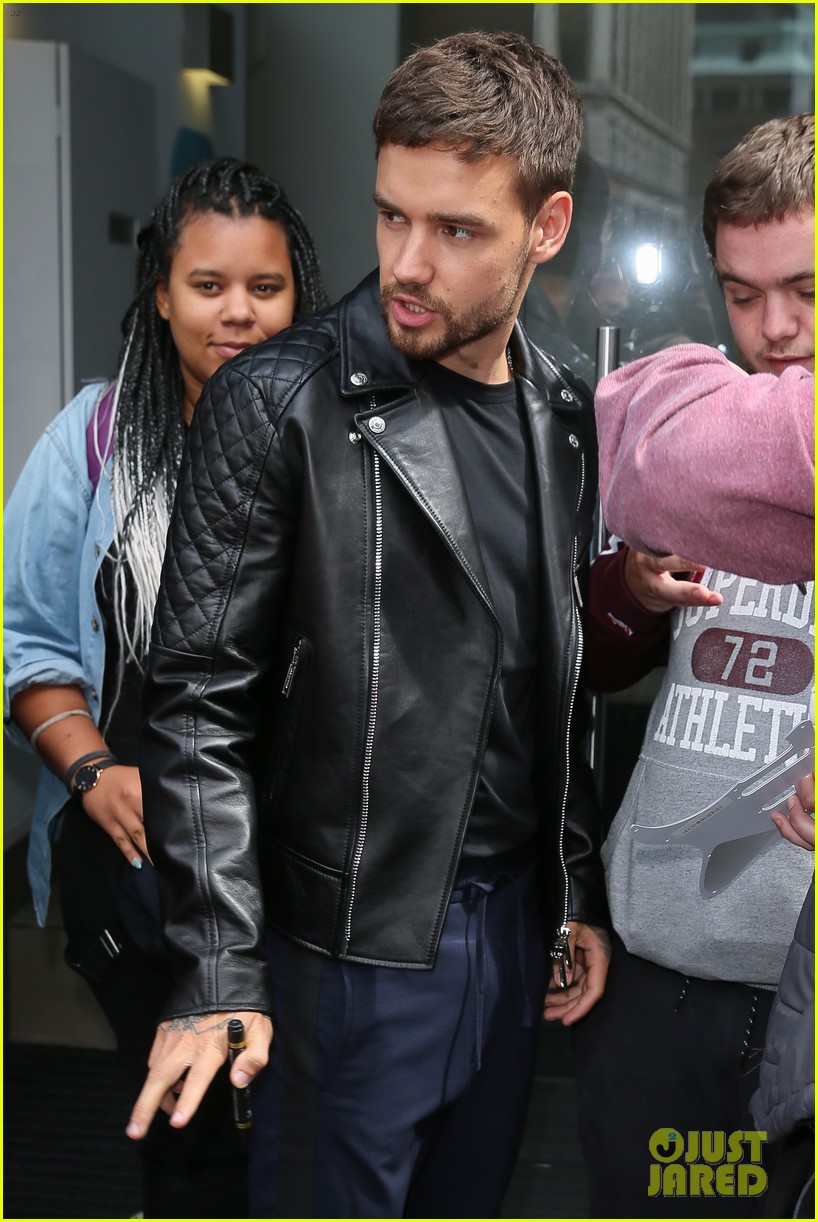 liam payne rocks leather jacket during day of interviews in london 25