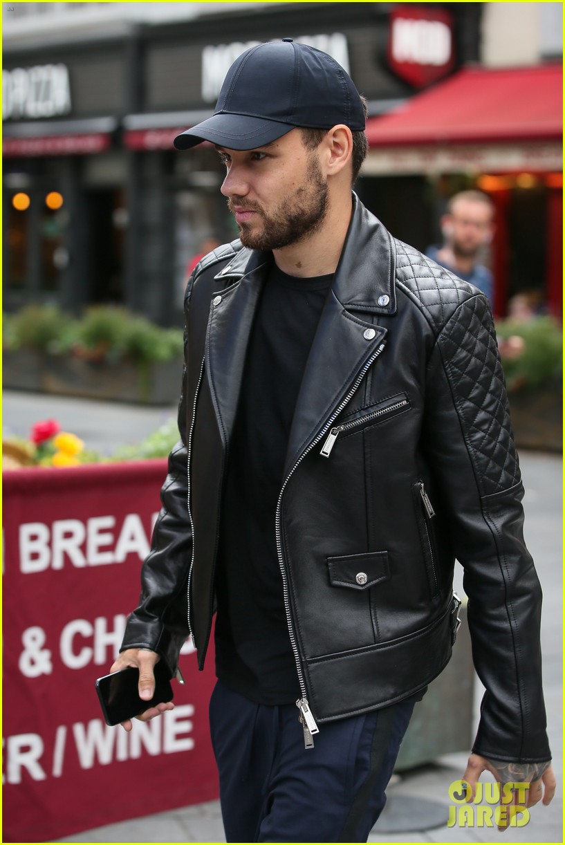 liam payne rocks leather jacket during day of interviews in london 27