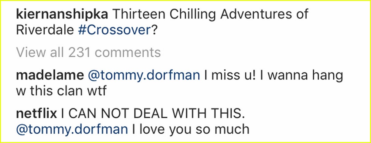 camila mendes tommy dorfman and kiernan shipka really need to team up for this crossover 01