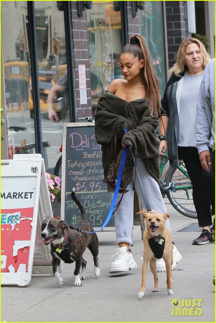 ariana grande walks her dogs in nyc 01