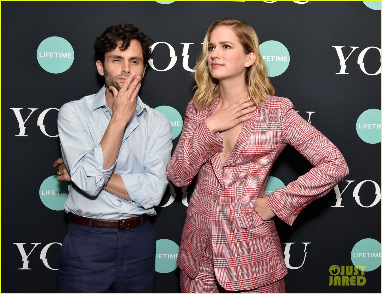 penn badgley elizabeth lail and shay mitchell look stylish at you series premiere 07
