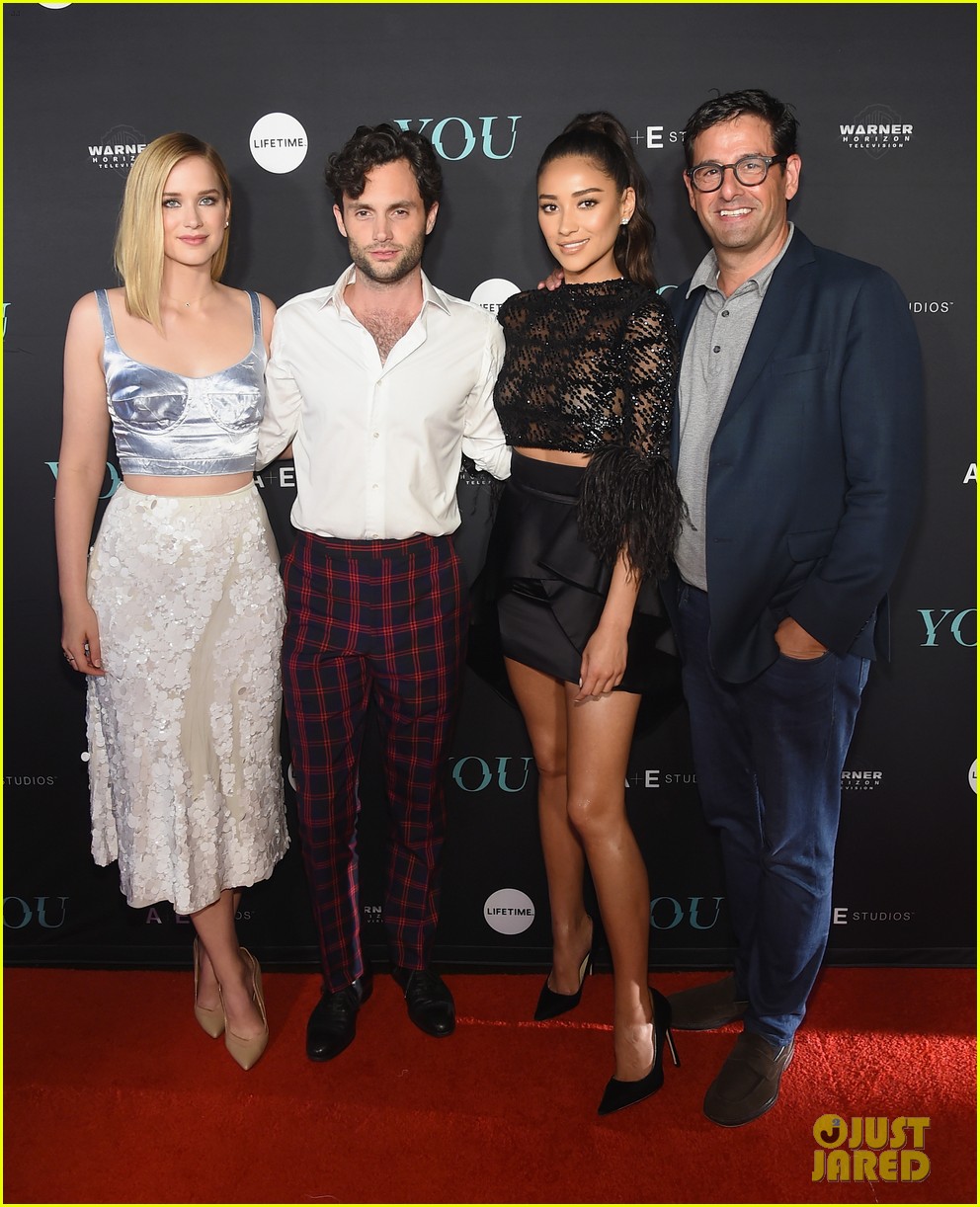 penn badgley elizabeth lail and shay mitchell look stylish at you series premiere 25