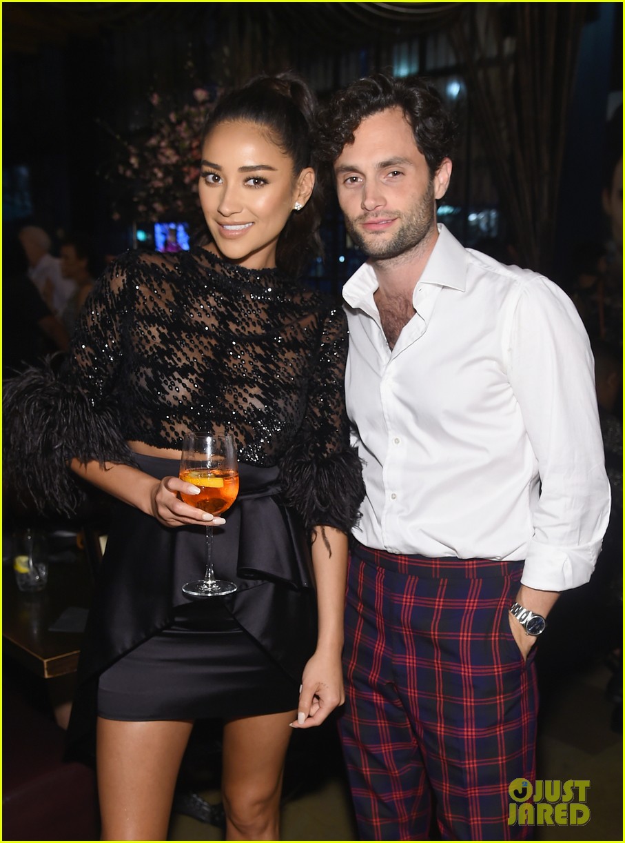 penn badgley elizabeth lail and shay mitchell look stylish at you series premiere 34