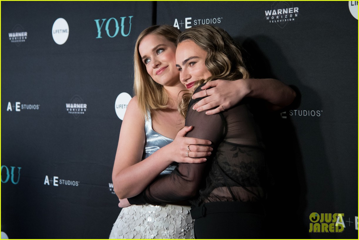 penn badgley elizabeth lail and shay mitchell look stylish at you series premiere 44