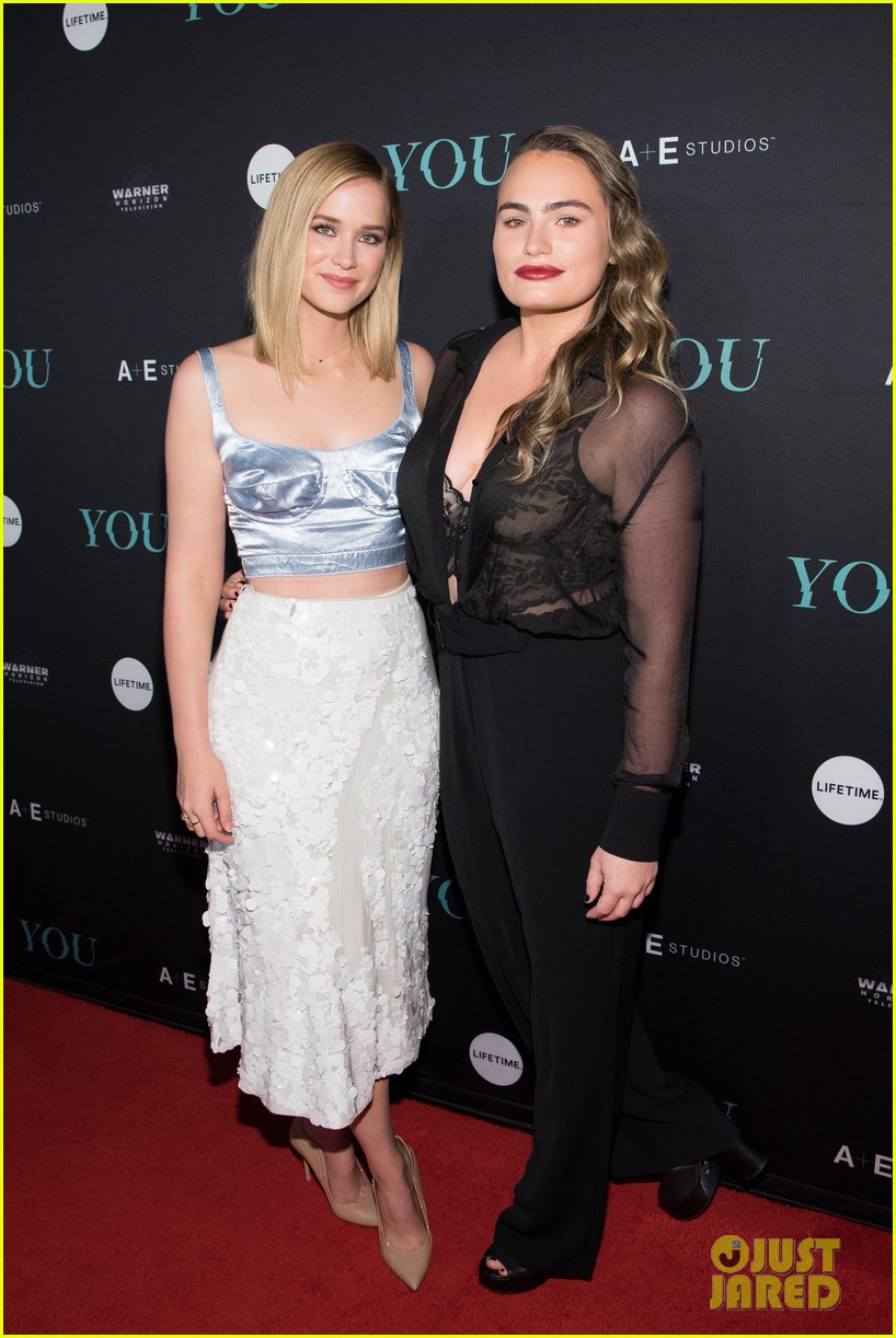 penn badgley elizabeth lail and shay mitchell look stylish at you series premiere 45