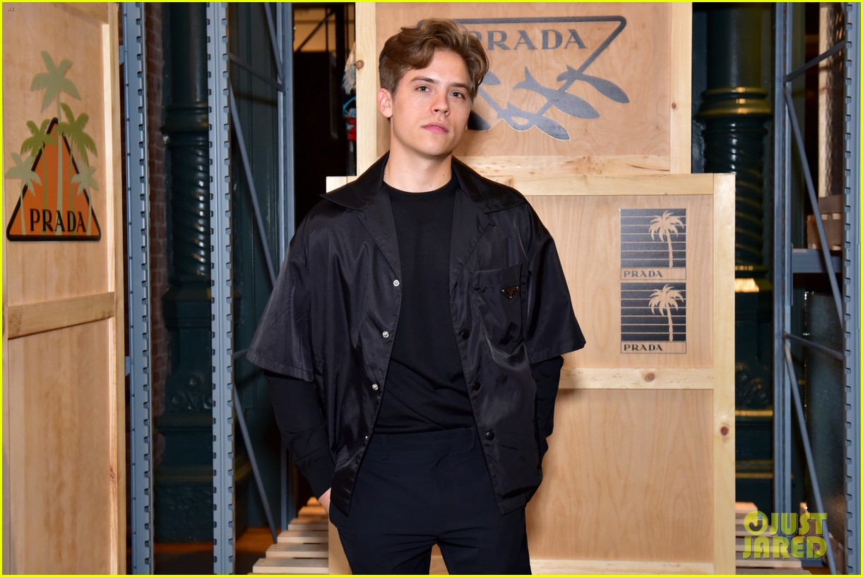 dylan sprouse barbara palvin couple up prada linea rossa launch 17