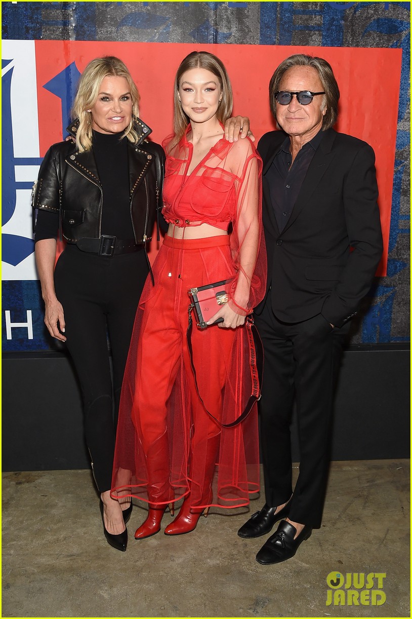 gigi hadid poses with her parents yolanda mohaned tommyxlewis launch party 01