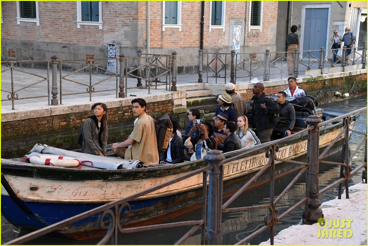 tom holland and zendaya film spider man far from home in the canals in italy30