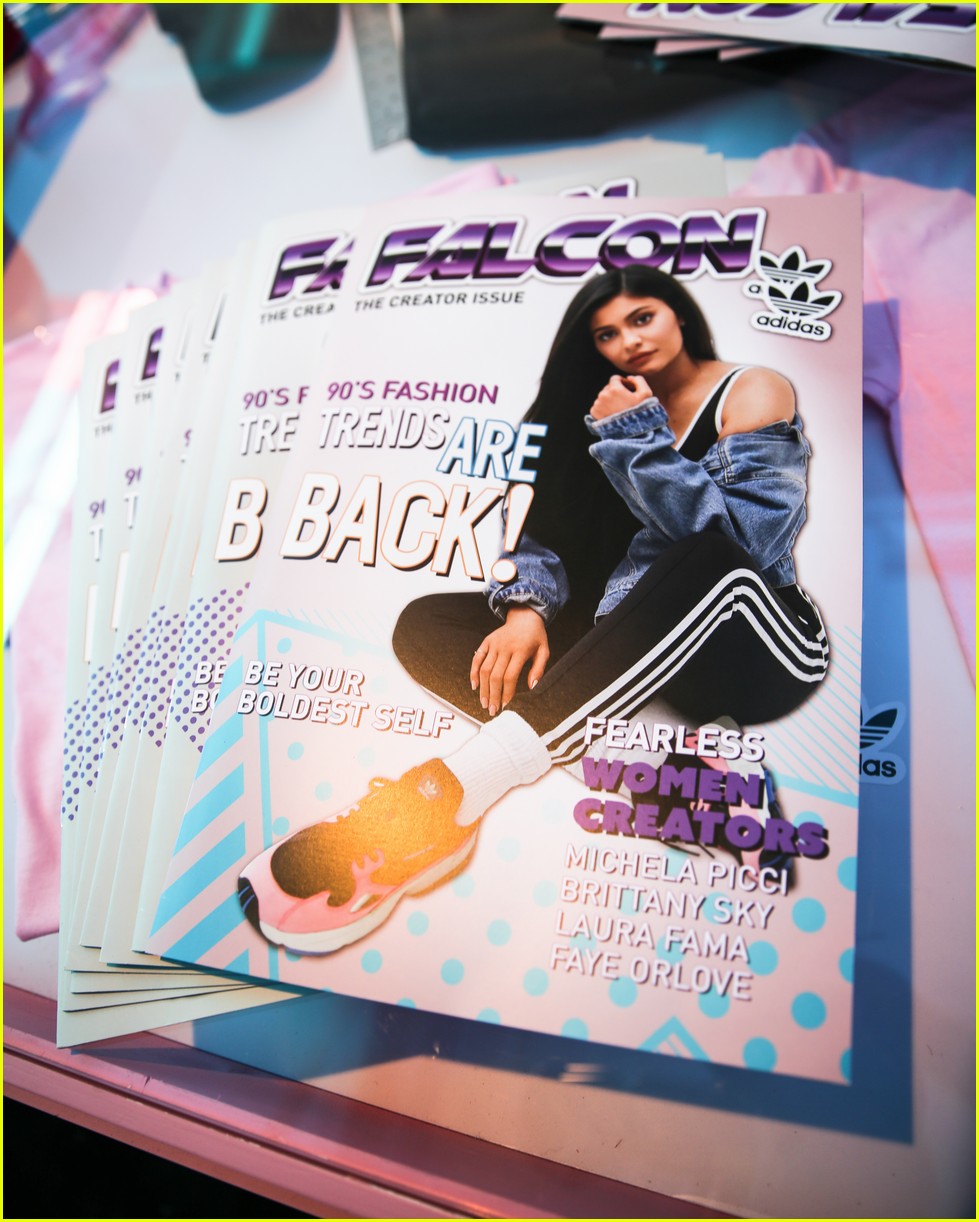 kylie jenner and adidas originals launch falcon sneaker at 90s themed pop up 09