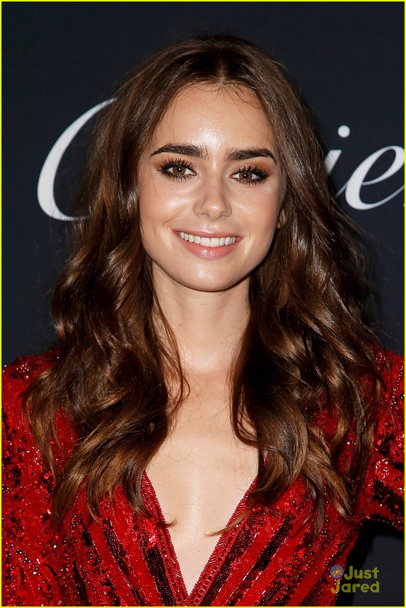 lily collins red dress cartier nyfw party 03