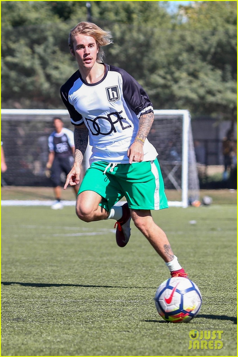 justin bieber goes shirtless playing soccer with friends 03