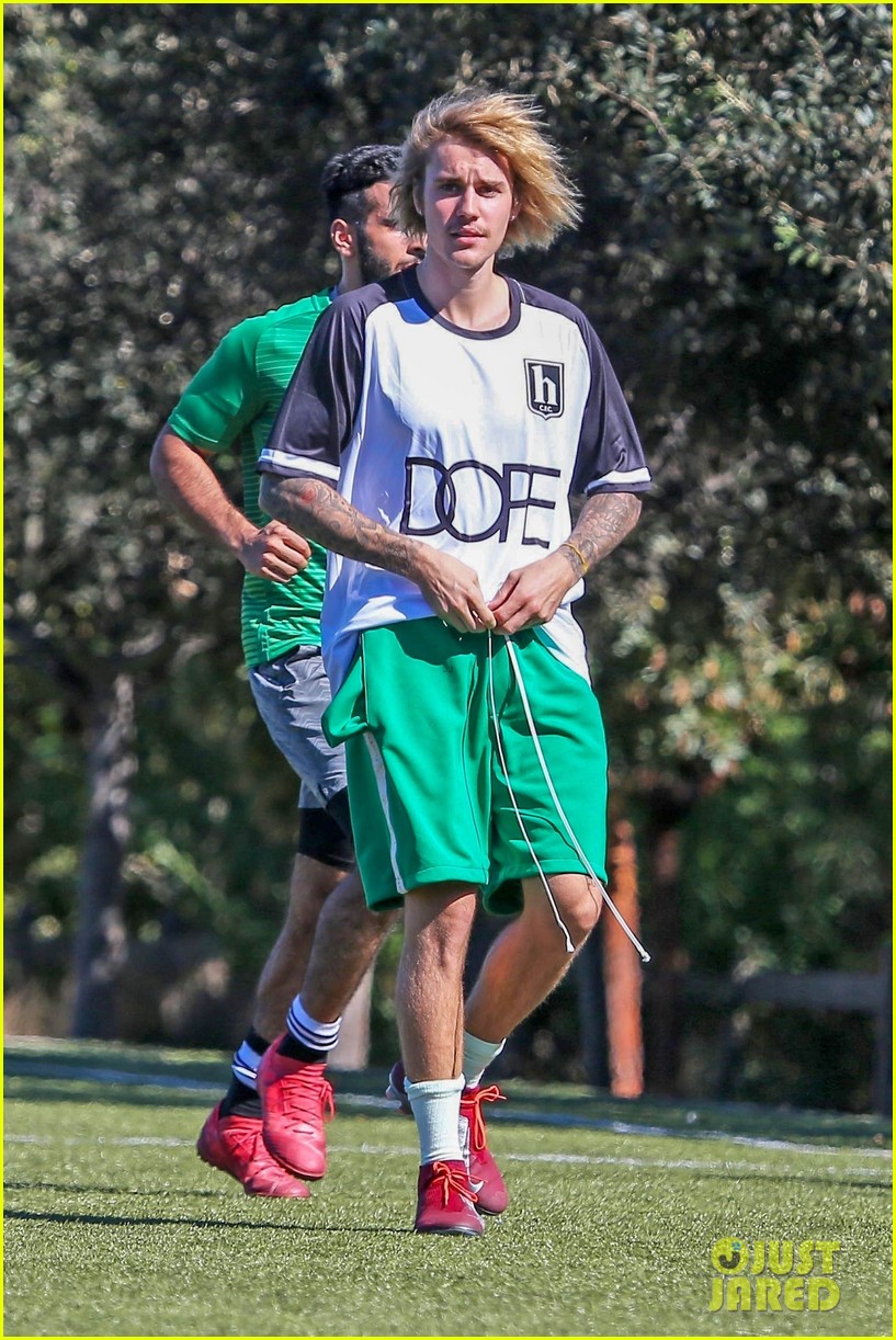 justin bieber goes shirtless playing soccer with friends 07