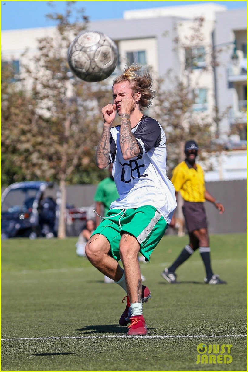 justin bieber goes shirtless playing soccer with friends 26