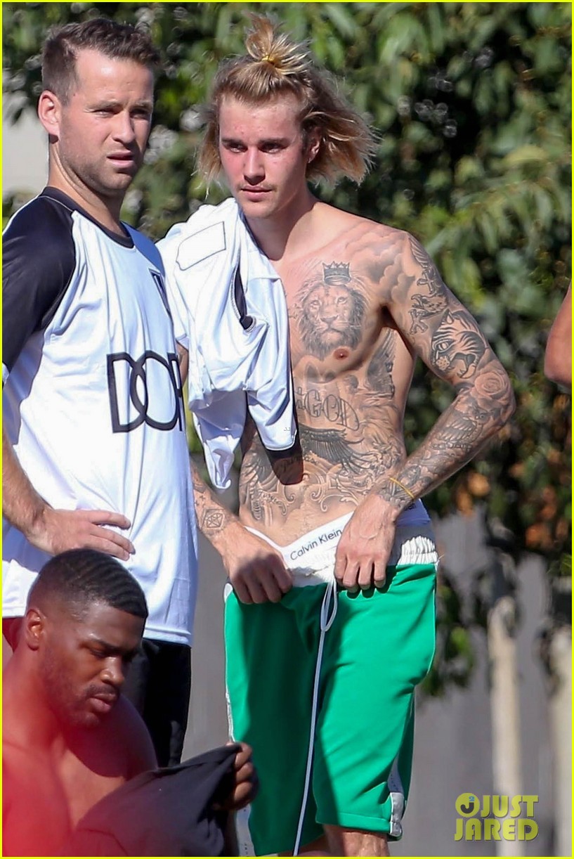 justin bieber goes shirtless playing soccer with friends 45
