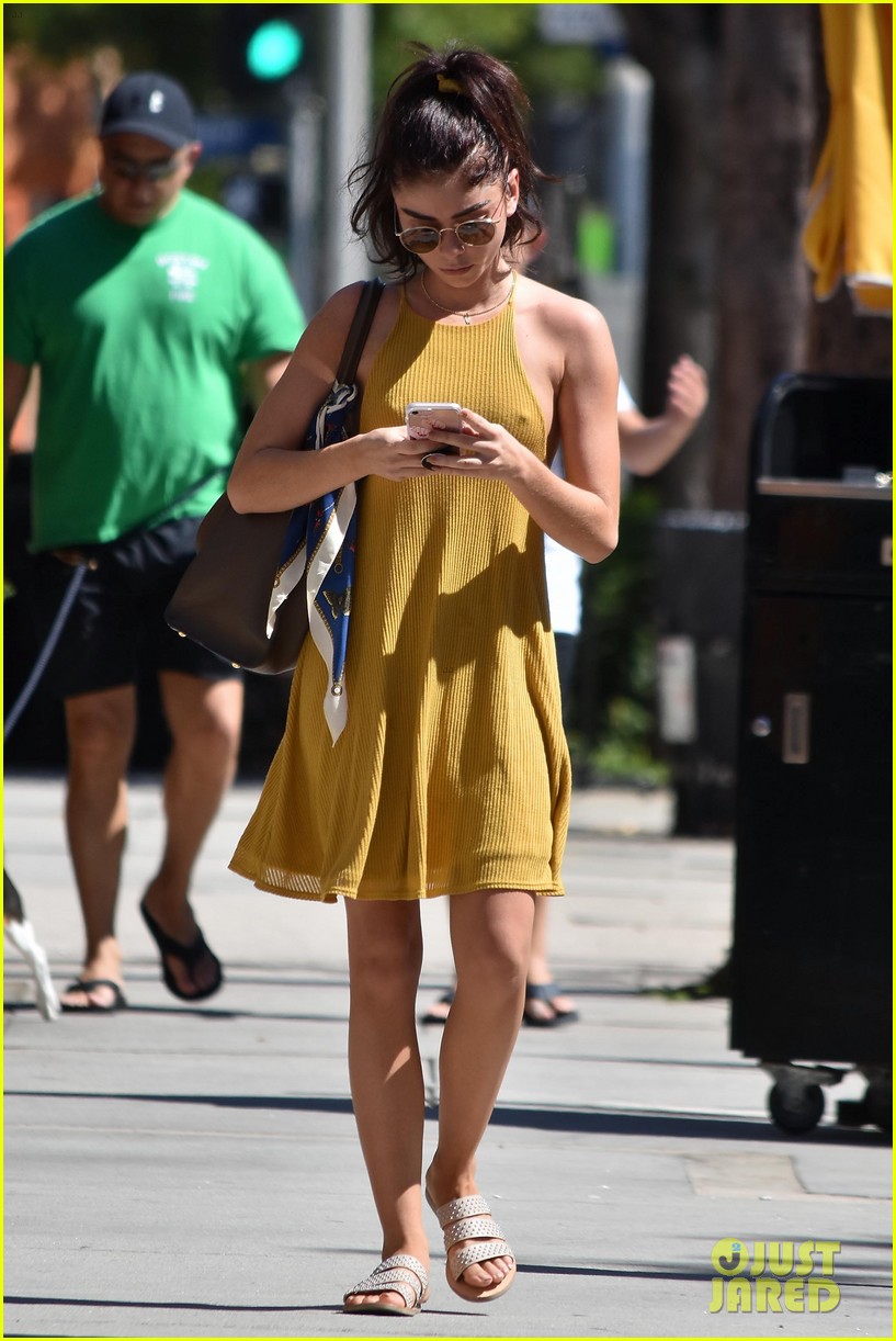 sarah hyland goes braless in mustard yellow dress while out in la05