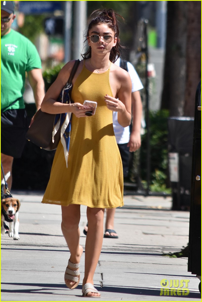sarah hyland goes braless in mustard yellow dress while out in la11