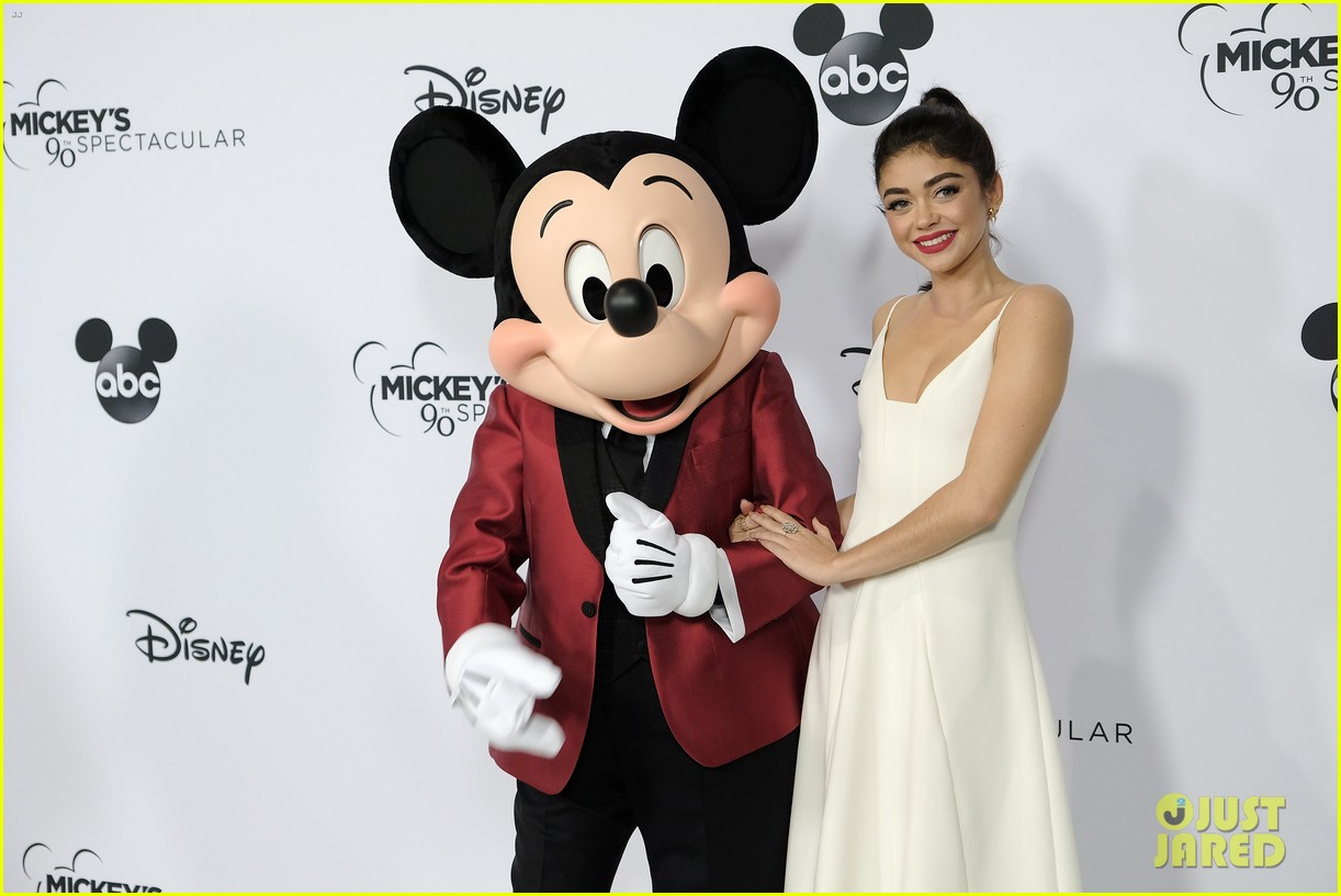 sarah hyland meghan trainor more celebrate mickey at his 90th spectacular 25