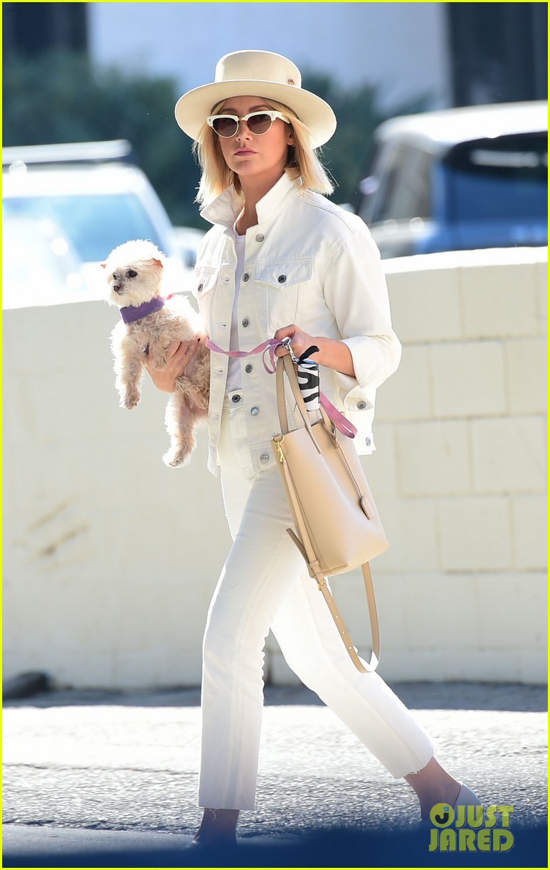 ashley tisdale wears all white while running errands with her pup 03