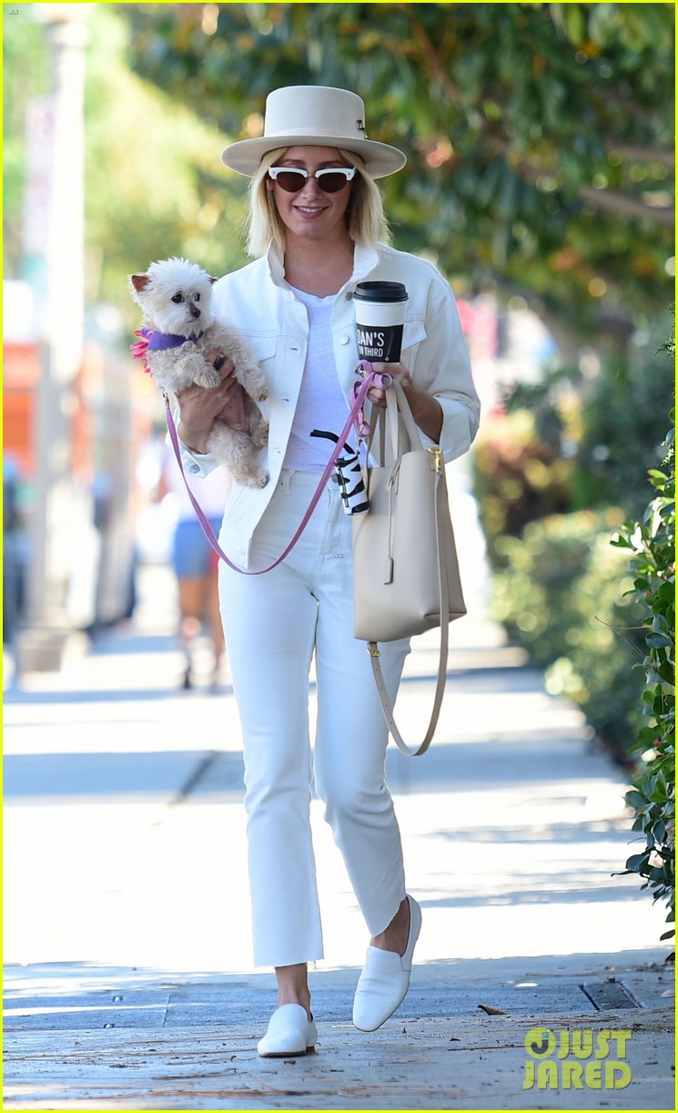 ashley tisdale wears all white while running errands with her pup 07