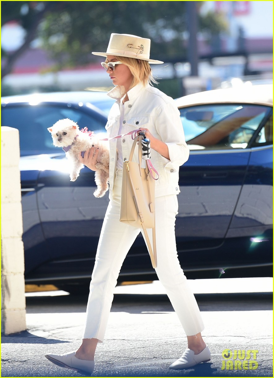 ashley tisdale wears all white while running errands with her pup 10