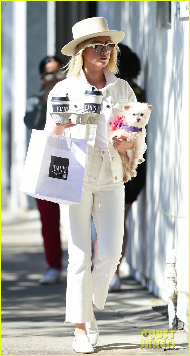 ashley tisdale wears all white while running errands with her pup 15