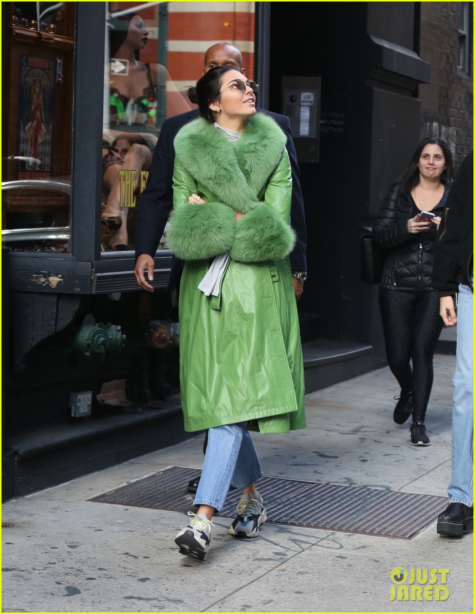 kendall jenner dons furry green coat and long nails while out on her birthday 03