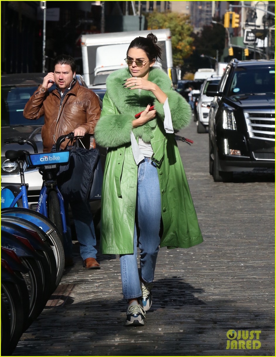 kendall jenner dons furry green coat and long nails while out on her birthday 09