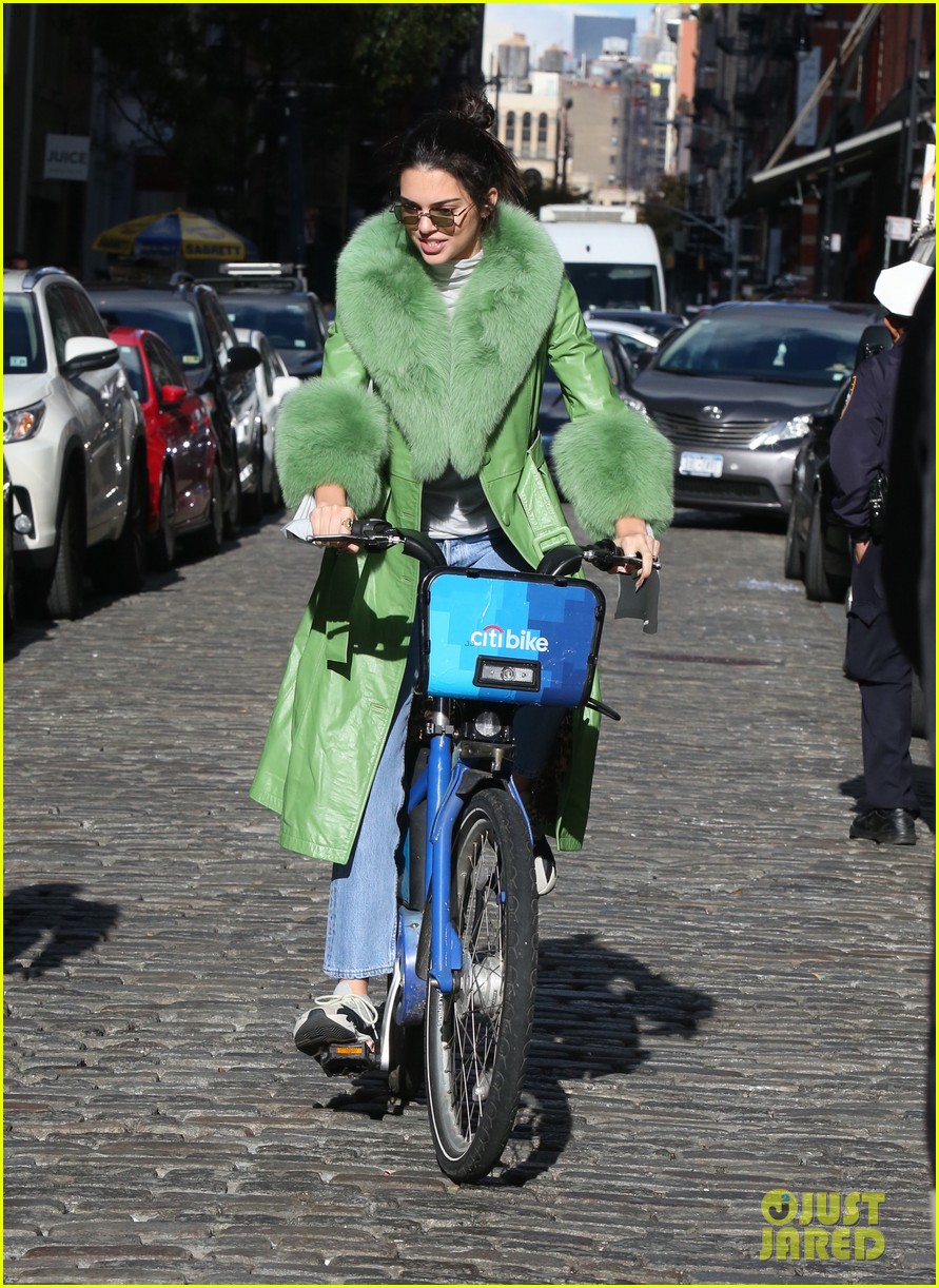 kendall jenner dons furry green coat and long nails while out on her birthday 17