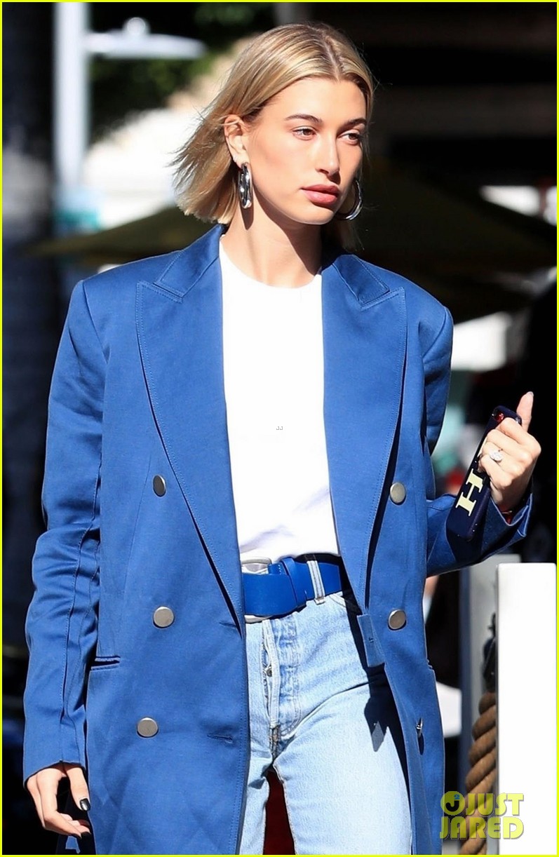 Hailey Bieber Keeps It Cool in Blue While Out in Beverly Hills