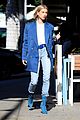 hailey bieber is a beauty in blue while shopping at barneys 01