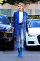 hailey bieber is a beauty in blue while shopping at barneys 03