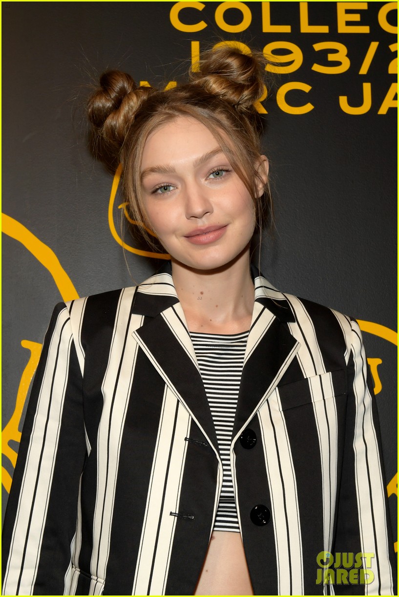 gigi hadid and kaia gerber stun in stripes at marc jacobs madison store opening 08