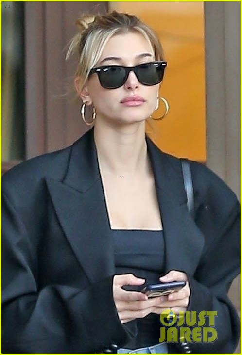 hailey bieber dons oversized blazer for afternoon outing 04