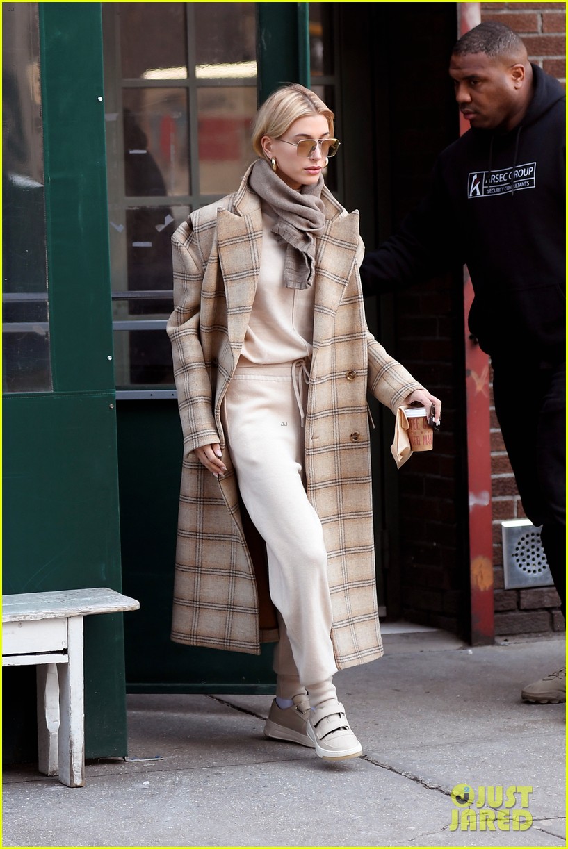 hailey bieber bundles up for morning coffee 01