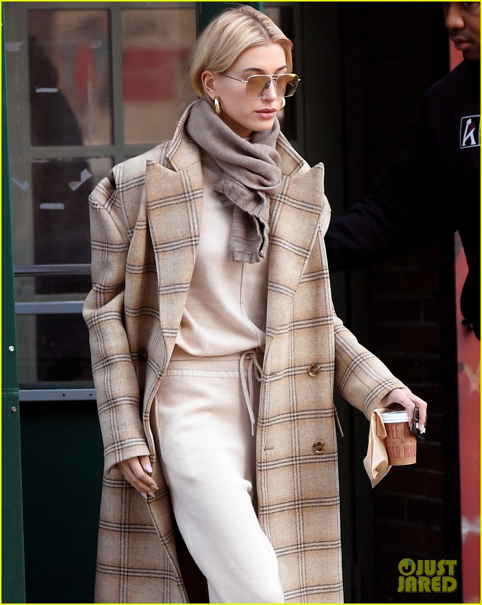 hailey bieber bundles up for morning coffee 07