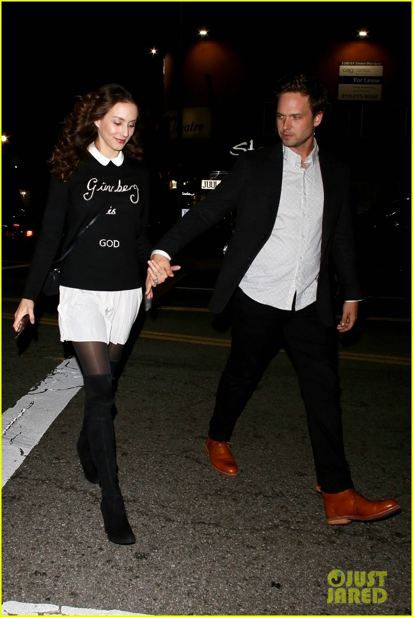 troian bellisario and patrick j adams check out comedy for a good cause 04