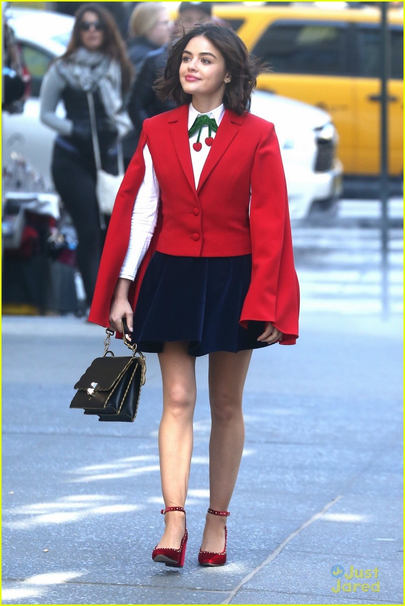 Lucy Hale Katy Keene Red Fur Coat