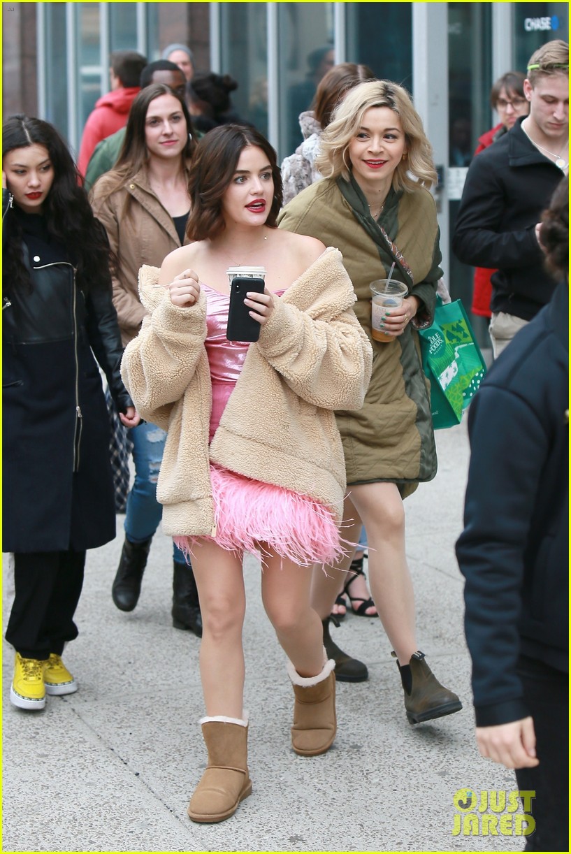lucy hale ashleigh murray katy filming nyc 02