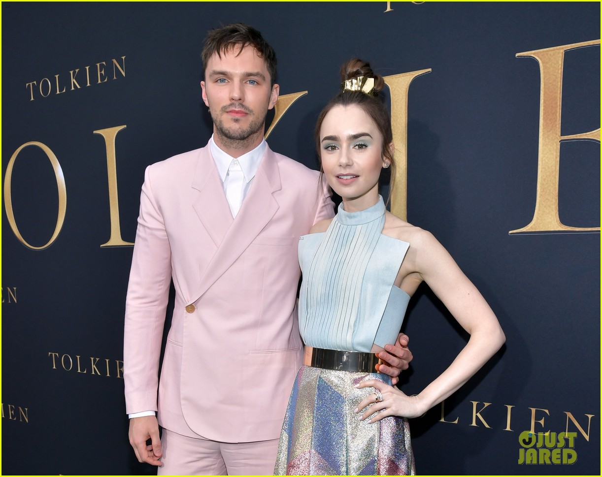 lily collins nicholas hoult look so stylish tolkien premiere 04